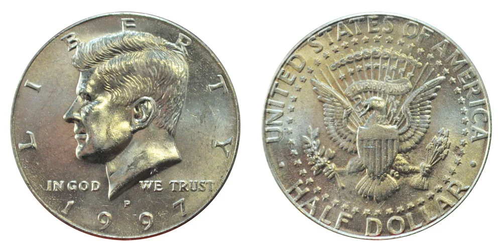1997 Kennedy Half Dollar obverse and reverse showing JFK portrait and American eagle design